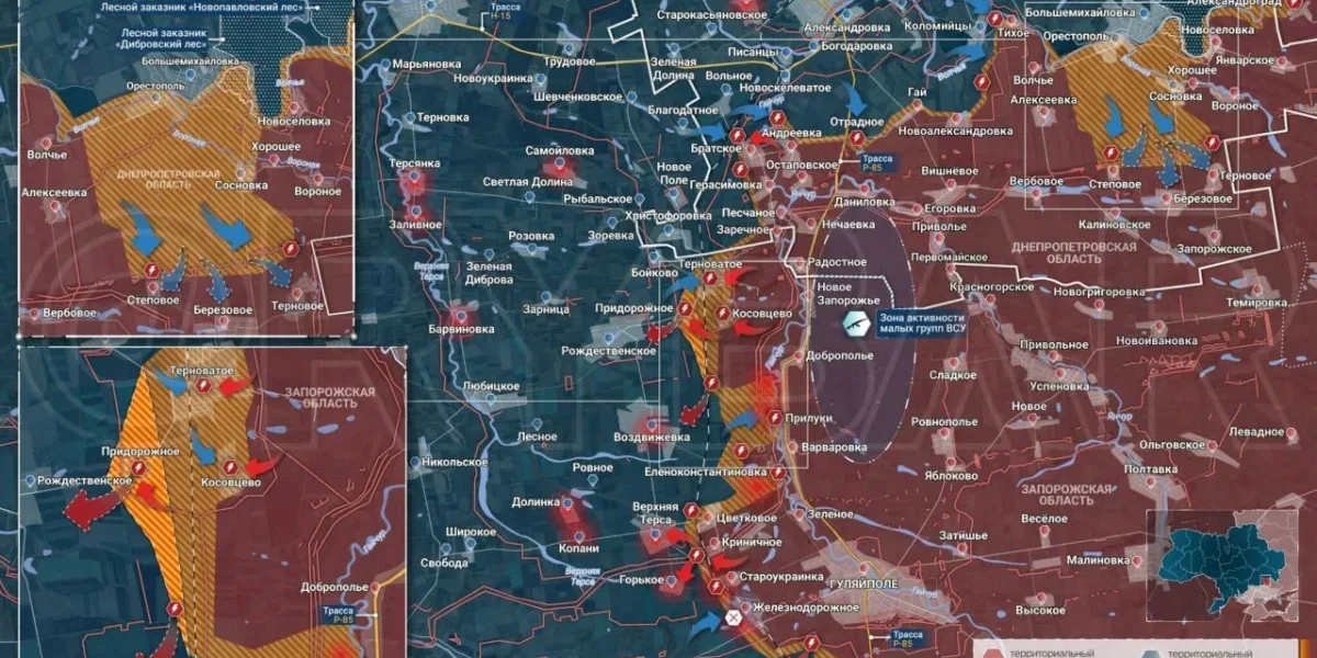 Клещи с юга: российская армия охватывает Гуляйполе и готовит плацдарм для удара по Днепру Клещи с юга: российская армия охватывает Гуляйполе и готовит плацдарм для удара по Днепру